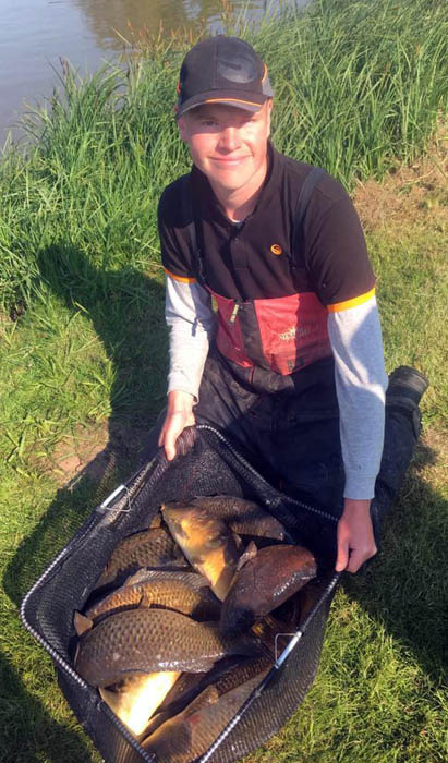 Sam Collett with part of his near-200lb match-winning catch