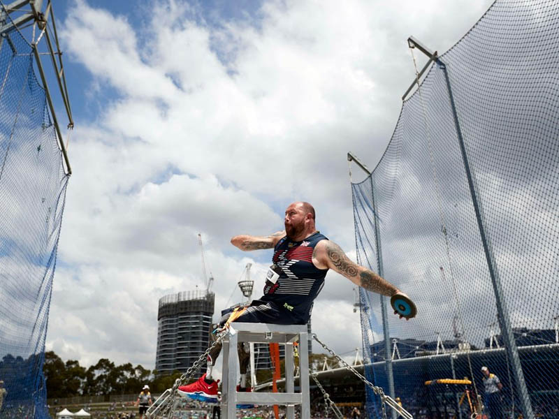 Dave in action during this year's discus event in Sydney, Australia