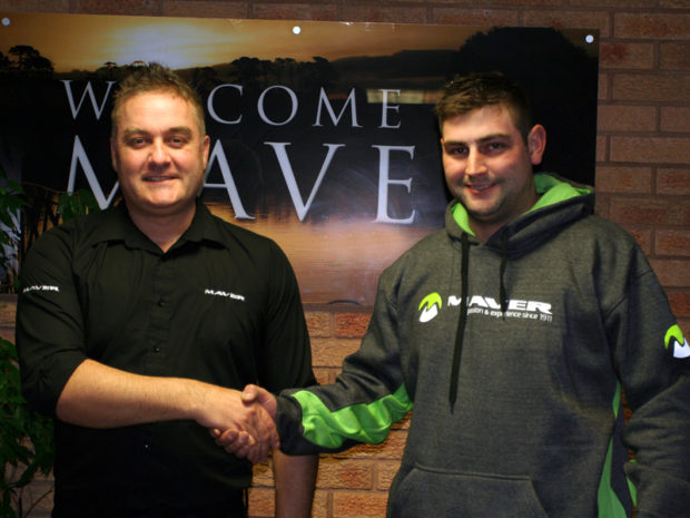Lee Edwards (left) welcomes Matt Derry to Maver